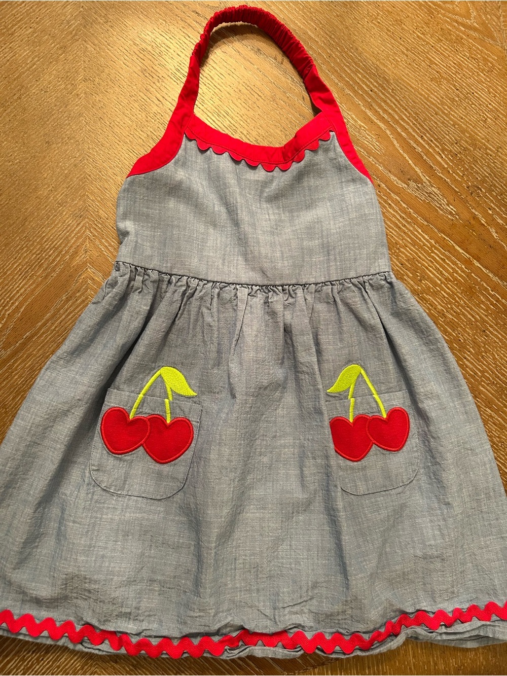Gymboree Red and Light Blue Cherry Pocket Dress